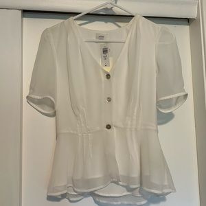 Wilfred chiffon peplum button-front blouse